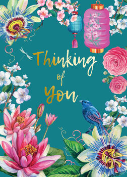 Thinking Of You Card With Flowers And Gold Detail, 2 of 3