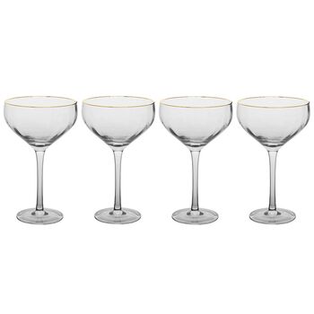 Set Of Four Ribbed Glass Champagne Saucers, 2 of 9