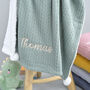 Personalised Sage Pom Pom Blanket For Baby, thumbnail 1 of 7