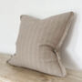 Mushroom And Cream Stripe Linen Cushion With Frayed Edges, thumbnail 3 of 4