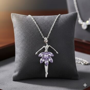 Personalised Ballerina Necklace With Purple Crystal Costume, 8 of 11