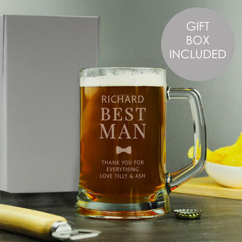 Groom Gifts Personalised Engraved Pint Tankard For Best Man, 2 of 11