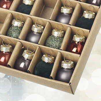 Mini Amber Green Grey Glass Christmas Baubles Set Of 25, 4 of 6