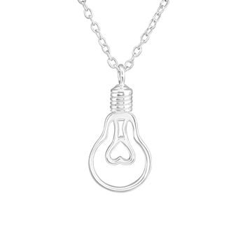 'Shine Bright' Sterling Silver Light Bulb Necklace, 9 of 10