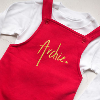 Personalised Christmas Script Dungarees, 2 of 3