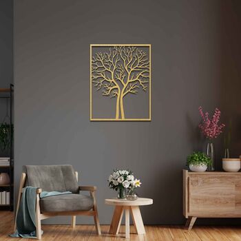 Handmade Wooden Tree Silhouette Wall Art For Living Room Decor, 5 of 9