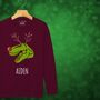 Rudolphasaurus Rex Dinosaur Personalised Kids Christmas Jumper Sweatshirt, thumbnail 6 of 12