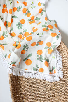 Orange Clementine Organic Bamboo Tassel Baby Blanket, 3 of 3