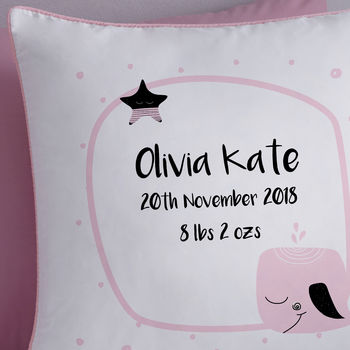 New Baby Personalised Whale Cushion, 2 of 2