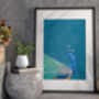 Set Of Three Turquoise Bird Peacock Flamingo Art Print, thumbnail 5 of 8