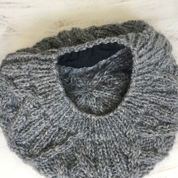 Fair Trade Cable Handknit Wool Jersey Lined Beret Hat, 10 of 12