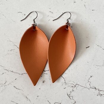 Leather Earrings Pinched Teardrops Petal Leaf, 9 of 12