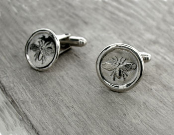 Personalised Silver Or Gold Honey Bee Coin Cufflinks, 2 of 6
