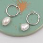 Sterling Silver Detachable Baroque Pearl Charms Huggie Hoop Earrings, thumbnail 6 of 12