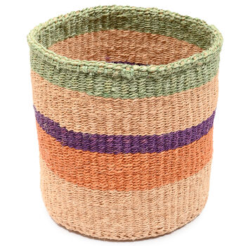Reli: Green And Purple Stripe Woven Storage Basket, 3 of 9