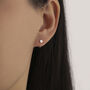 Tiny Dot Huggie Hoop Earrings In Sterling Silver, thumbnail 7 of 11