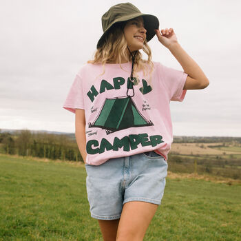 Happy Camper Women's Slogan T Shirt, 3 of 5