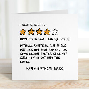 Funny Brother In Law Birthday Card Four Star Review, 2 of 2