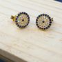 Evil Eye Stud Earrings Rose Or Gold Plated 925 Silver, thumbnail 4 of 6