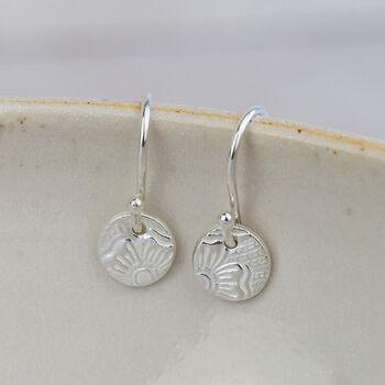 Sterling Silver Mini Circle Textured Earrings, 2 of 3