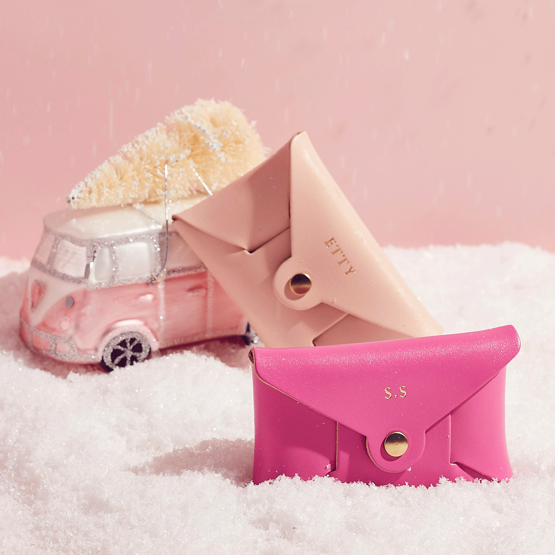 Personalised Blush Pink Leather Card + Coin Purse, 2 of 7