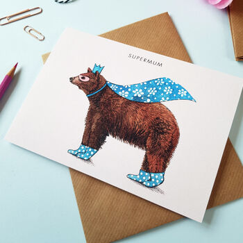 'Supermum' Bear Greetings Card, 2 of 2