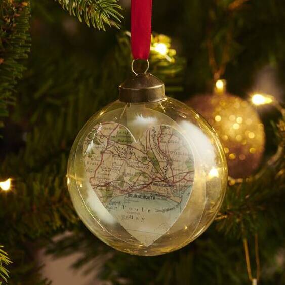 Personalised Vintage Map Christmas Bauble, 1 of 4