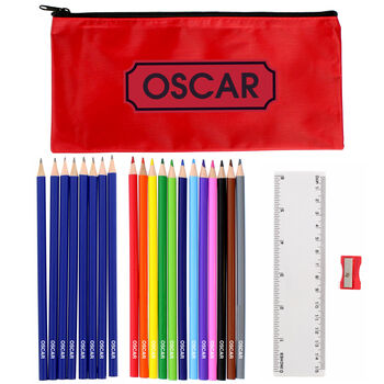 Personalised Red Pencil Case And Personalised Pencils, 2 of 3