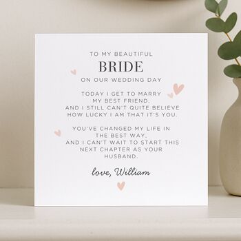 For My Bride On Our Wedding Day Personalised Card, 5 of 8