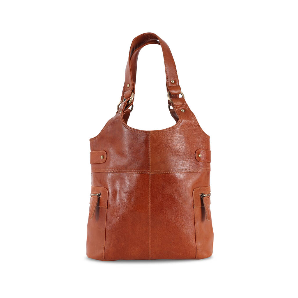 Tia Leather Pocket Shoulder Bag, Tan By The Leather Store ...