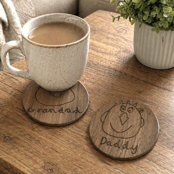 Engraved Coasters With Child's Drawing, 2 of 12