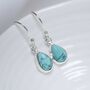 Sterling Silver Dangly Turquoise Teardrop Earrings, thumbnail 4 of 5