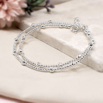 Sterling Silver Beaded Satellite Wrap Bracelet, 2 of 4