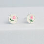 Sterling Silver Tulip Circle Stud Earrings, thumbnail 2 of 6