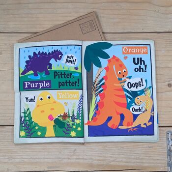Crinkly Cloth Baby Newspaper Book Rainbow Dinosaurs, 2 of 3