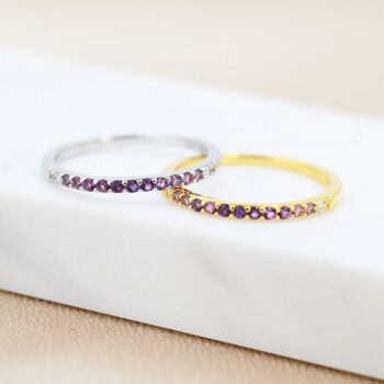 Amethyst Purple Ombre Half Eternity Ring, 3 of 11