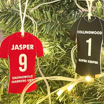 Personalised Colour Sports Shirt Christmas Decorations, 3 of 7