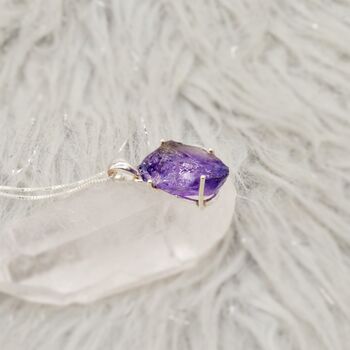Raw Amethyst Chain Pendant Necklace, 5 of 12
