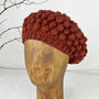 Fair Trade Boho Bobble Knit Wool Beret Hat, thumbnail 4 of 4