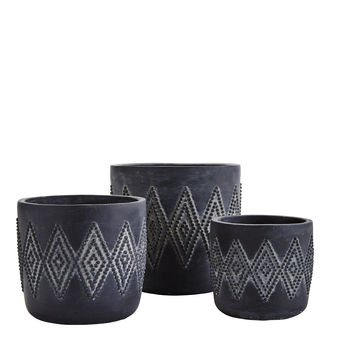 Black Diamond Print Ceramic Pots, 2 of 2