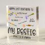 Personalised Bestie Birthday Acrylic Block Gift, thumbnail 1 of 2