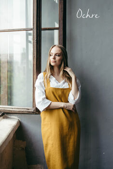 Linen Crossback Pinafore | Artist Apron, 11 of 12