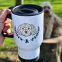 Personalised Dog Varsity Travel Mug, thumbnail 1 of 12