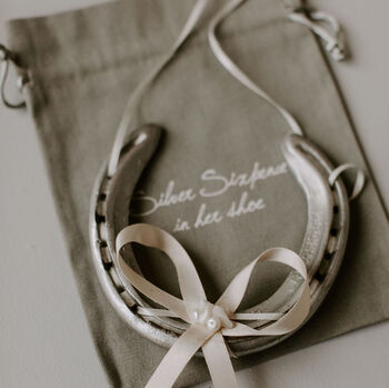 Personalised Mother Of Pearl Lucky Wedding Horseshoe, 2 of 12