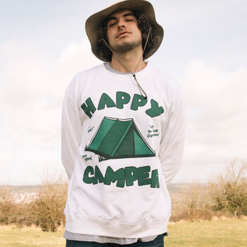 Happy Camper Men's Slogan Sweatshirt, 2 of 5
