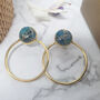 18k Gold Vermeil Plated Turquoise Hoop Earrings, thumbnail 1 of 5