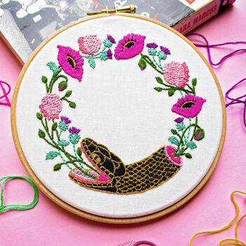 Ouroboros Snake And Flowers Embroidery Kit, 3 of 7