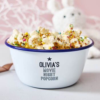 Personalised Enamel Popcorn Bowl For Kids, 6 of 8