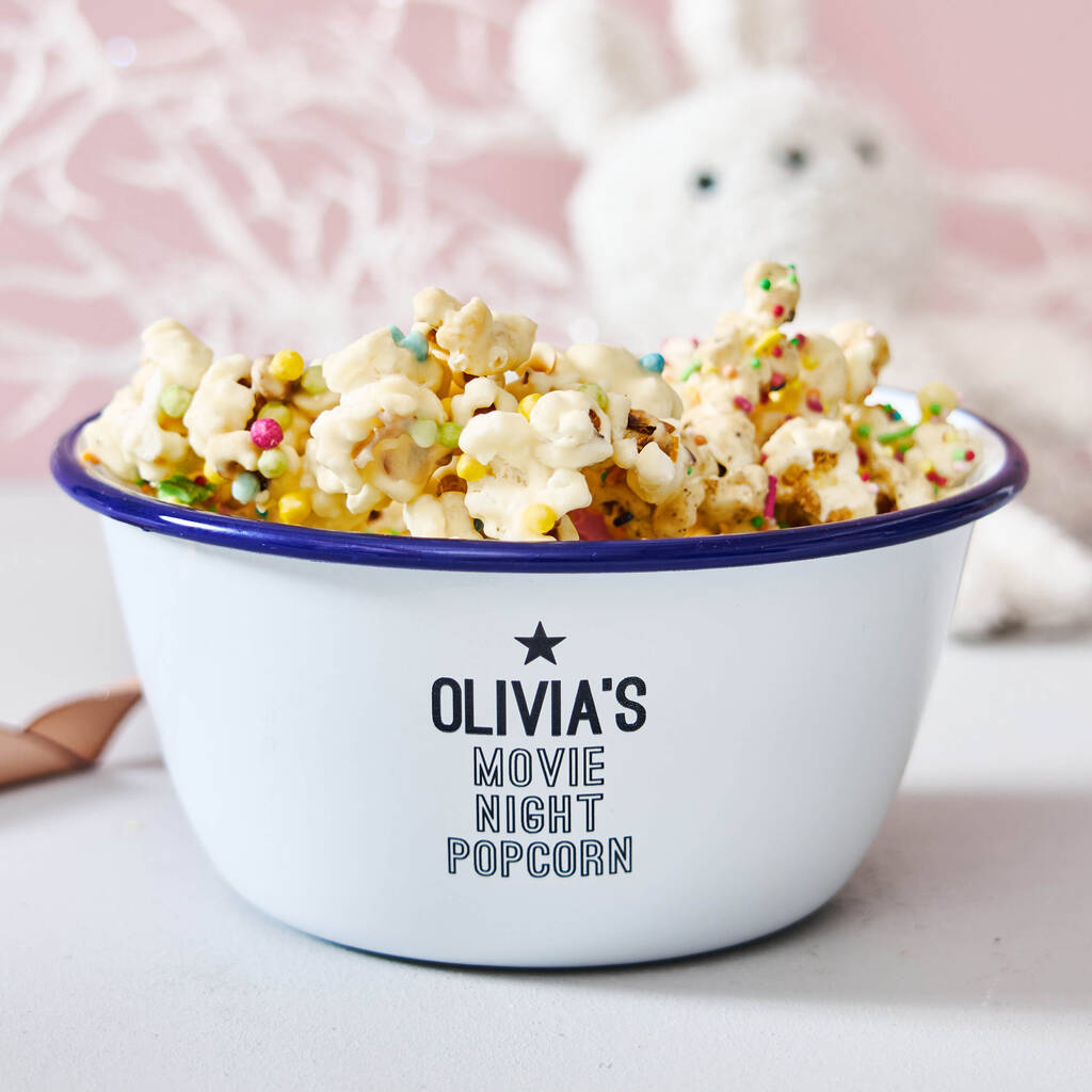 Personalised Enamel Popcorn Bowl For Kids, 1 of 5