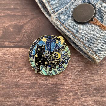 Black Cat Astrology Enamel Pin, 3 of 5